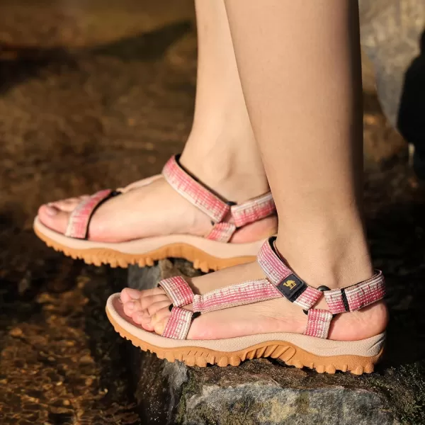 CAMEL CROWN Hiking Sport Sandals for Women Antiskidding Water Sandals Comfortable Athletic Sandals for Outdoor Wading BeachKhakiPink