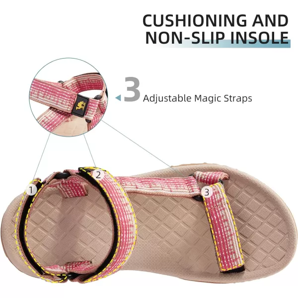 CAMEL CROWN Hiking Sport Sandals for Women Antiskidding Water Sandals Comfortable Athletic Sandals for Outdoor Wading BeachKhakiPink