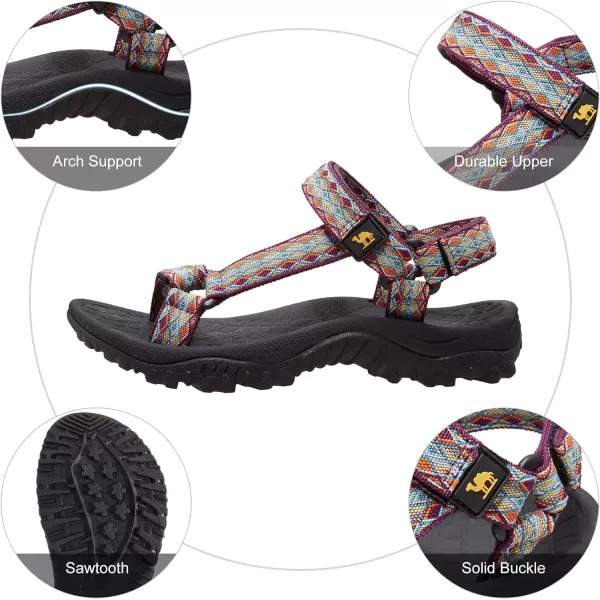 CAMEL CROWN Hiking Sport Sandals for Women Antiskidding Water Sandals Comfortable Athletic Sandals for Outdoor Wading BeachPurplenew