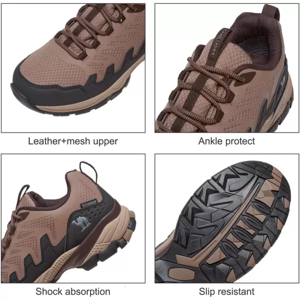 CAMEL CROWN Men Hiking Shoes Lightweight Low Top Hiking Boots Breathable Waterproof Sneakers for Trail OutdoorCoffee5015