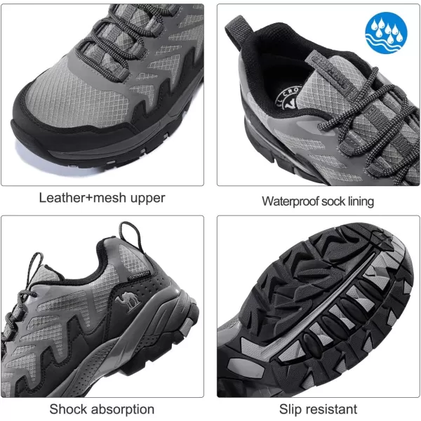 CAMEL CROWN Men Hiking Shoes Lightweight Low Top Hiking Boots Breathable Waterproof Sneakers for Trail OutdoorGrey5015