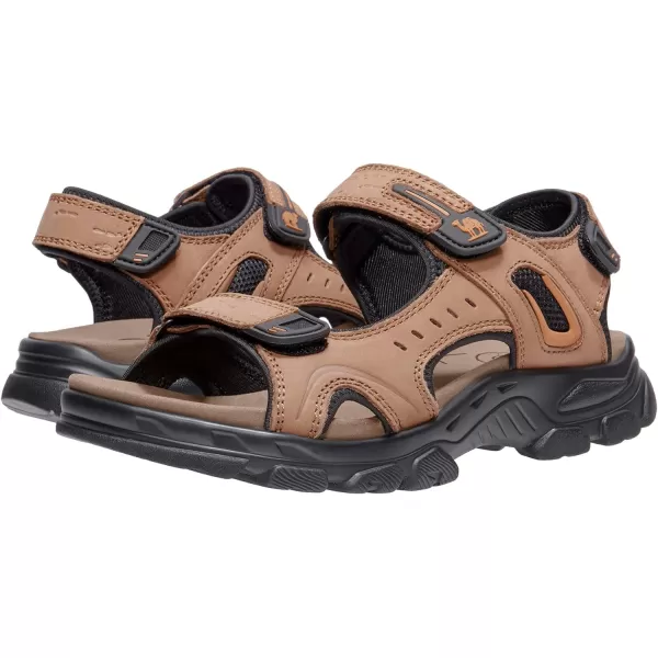 CAMEL CROWN Mens Leather Sandals Hiking Outdoor Water Beach Sports Mens Sandals for Summer with Open Toe Adjustable StrapsCamel