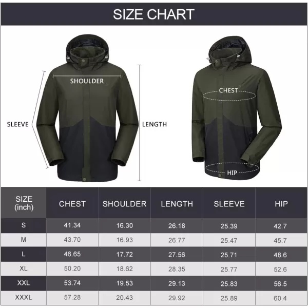 CAMEL CROWN Mens Lightweight Rain Jacket Waterproof Raincoat Windbreaker Hooded Active Outdoor Shell Jacket for Hiking WorkArmy Green