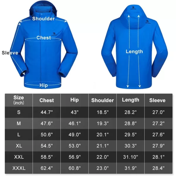 CAMEL CROWN Mens Lightweight Rain Jacket Waterproof Raincoat Windbreaker Hooded Active Outdoor Shell Jacket for Hiking WorkBlue