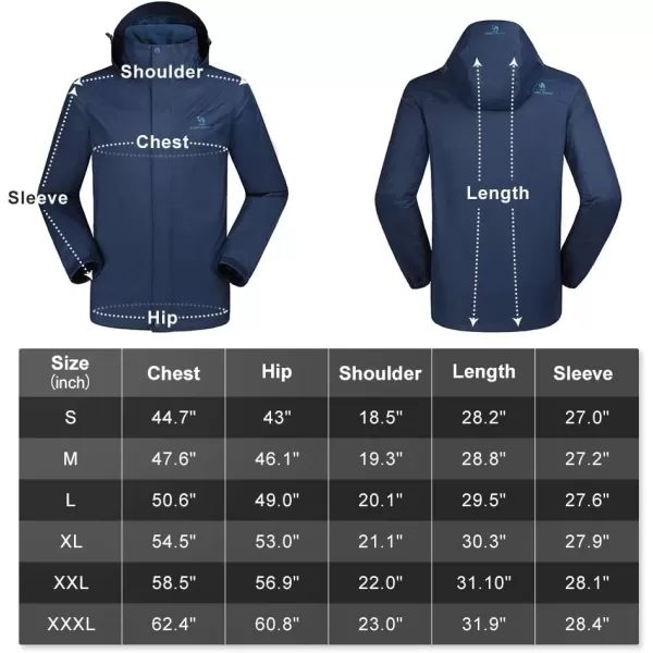 CAMEL CROWN Mens Lightweight Rain Jacket Waterproof Raincoat Windbreaker Hooded Active Outdoor Shell Jacket for Hiking WorkNavy Blue