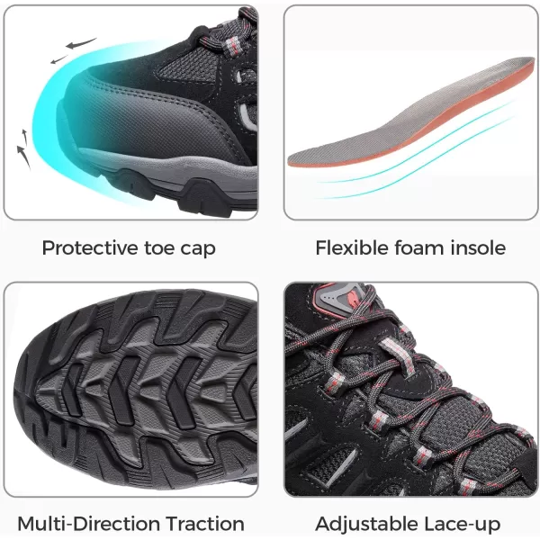 CAMEL CROWN Mens Low Top Lightweight Hiking Shoes for Outdoor Trailing Camping TrekkingBlack