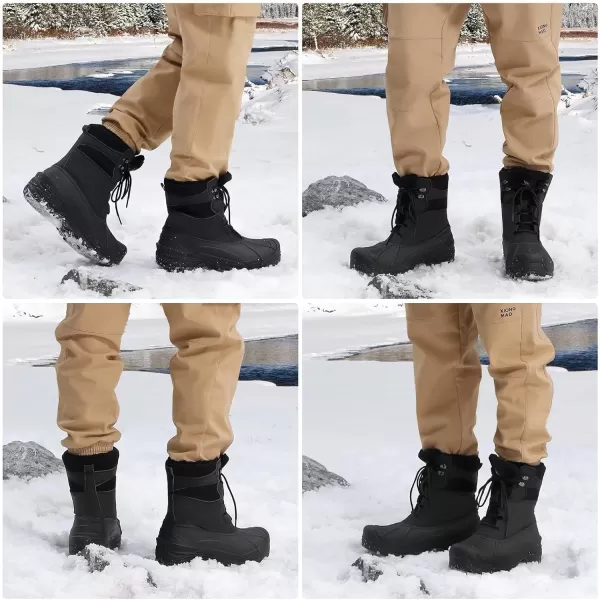 CAMEL CROWN Mens Snow Boots Insulated Waterproof Winter Boots Durable NonSlip Fur Warm Outdoor Climbing ShoesBlack