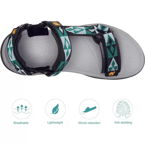 CAMEL CROWN Mens Waterproof Hiking Sandals with Arch Support Open Toe Summer Outdoor Beach Water Comfortable Sport SandalsBlack Green Grey