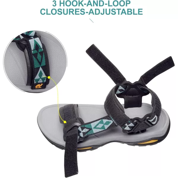 CAMEL CROWN Mens Waterproof Hiking Sandals with Arch Support Open Toe Summer Outdoor Beach Water Comfortable Sport SandalsBlack Green Grey