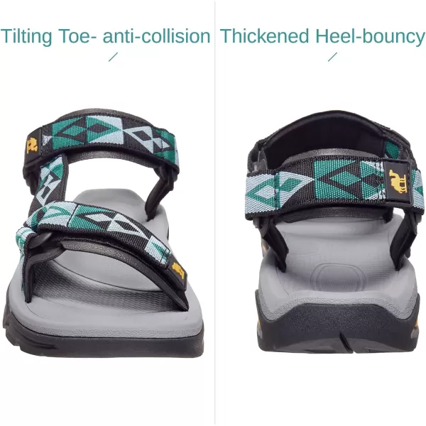 CAMEL CROWN Mens Waterproof Hiking Sandals with Arch Support Open Toe Summer Outdoor Beach Water Comfortable Sport SandalsBlack Green Grey