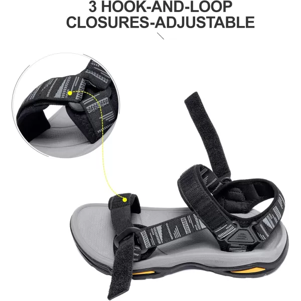 CAMEL CROWN Mens Waterproof Hiking Sandals with Arch Support Open Toe Summer Outdoor Beach Water Comfortable Sport SandalsBlack Grey