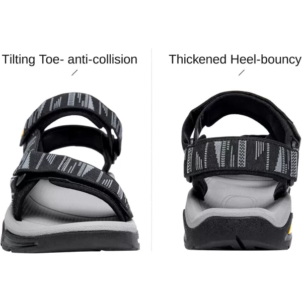 CAMEL CROWN Mens Waterproof Hiking Sandals with Arch Support Open Toe Summer Outdoor Beach Water Comfortable Sport SandalsBlack Grey