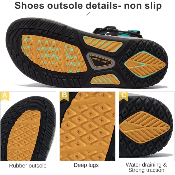CAMEL CROWN Mens Waterproof Hiking Sandals with Arch Support Open Toe Summer Outdoor Beach Water Comfortable Sport SandalsBlack Grey Green Blue