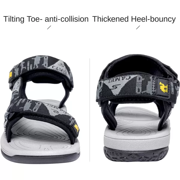 CAMEL CROWN Mens Waterproof Hiking Sandals with Arch Support Open Toe Summer Outdoor Beach Water Comfortable Sport SandalsBlack1