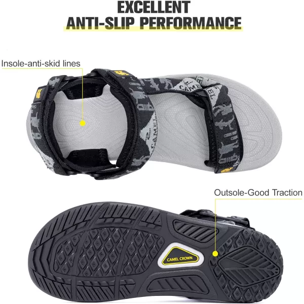 CAMEL CROWN Mens Waterproof Hiking Sandals with Arch Support Open Toe Summer Outdoor Beach Water Comfortable Sport SandalsBlack1