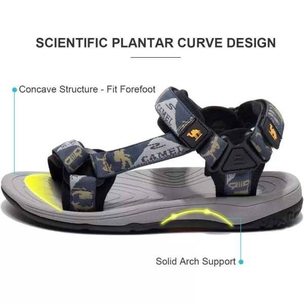 CAMEL CROWN Mens Waterproof Hiking Sandals with Arch Support Open Toe Summer Outdoor Beach Water Comfortable Sport SandalsBlue