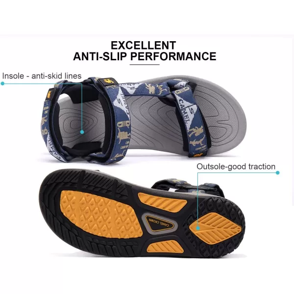 CAMEL CROWN Mens Waterproof Hiking Sandals with Arch Support Open Toe Summer Outdoor Beach Water Comfortable Sport SandalsBlue