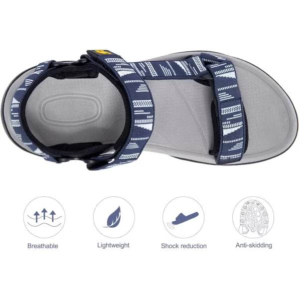 CAMEL CROWN Mens Waterproof Hiking Sandals with Arch Support Open Toe Summer Outdoor Beach Water Comfortable Sport SandalsBlue White