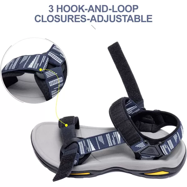 CAMEL CROWN Mens Waterproof Hiking Sandals with Arch Support Open Toe Summer Outdoor Beach Water Comfortable Sport SandalsBlue White