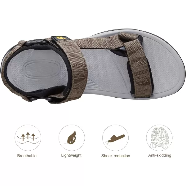 CAMEL CROWN Mens Waterproof Hiking Sandals with Arch Support Open Toe Summer Outdoor Beach Water Comfortable Sport SandalsBrown