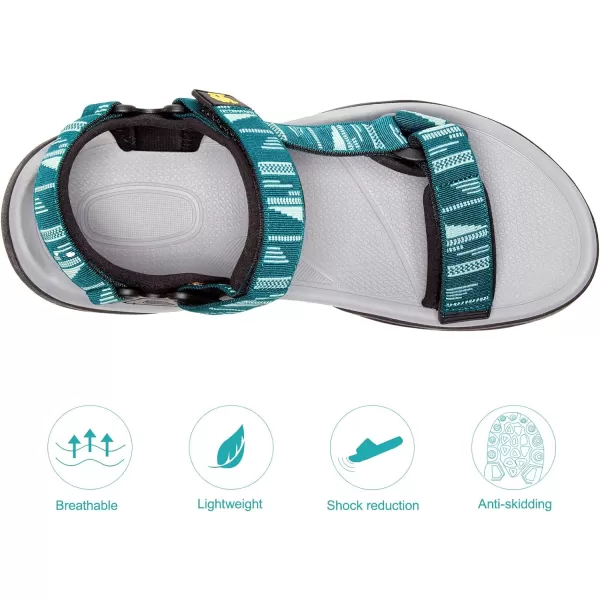 CAMEL CROWN Mens Waterproof Hiking Sandals with Arch Support Open Toe Summer Outdoor Beach Water Comfortable Sport SandalsGreen White