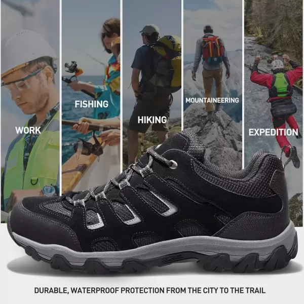 CAMEL CROWN Mens Waterproof Hiking Shoes for Outdoor Trailing Camping Trekking Low Top Lightweight Breathable Trail Shoes for MenBlack