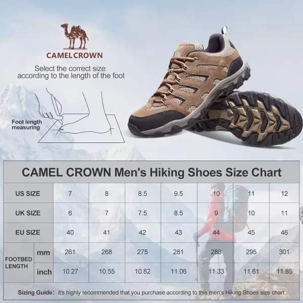 CAMEL CROWN Mens Waterproof Hiking Shoes for Outdoor Trailing Camping Trekking Low Top Lightweight Breathable Trail Shoes for MenBrown