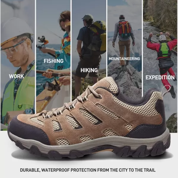 CAMEL CROWN Mens Waterproof Hiking Shoes for Outdoor Trailing Camping Trekking Low Top Lightweight Breathable Trail Shoes for MenBrown