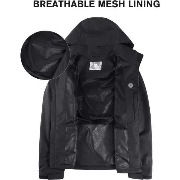 CAMEL CROWN Mens Waterproof Shell Jacket Windbreaker Hooded Rain Coat for Outdoor Hiking Climbing TravelingBlack