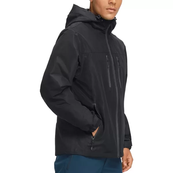 CAMEL CROWN Mens Waterproof Shell Jacket Windbreaker Hooded Rain Coat for Outdoor Hiking Climbing TravelingBlack