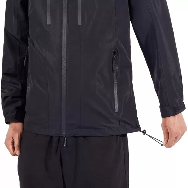 CAMEL CROWN Mens Waterproof Shell Jacket Windbreaker Hooded Rain Coat for Outdoor Hiking Climbing TravelingBlack