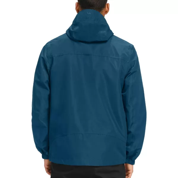 CAMEL CROWN Mens Waterproof Shell Jacket Windbreaker Hooded Rain Coat for Outdoor Hiking Climbing TravelingIndigo Blue