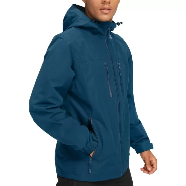 CAMEL CROWN Mens Waterproof Shell Jacket Windbreaker Hooded Rain Coat for Outdoor Hiking Climbing TravelingIndigo Blue