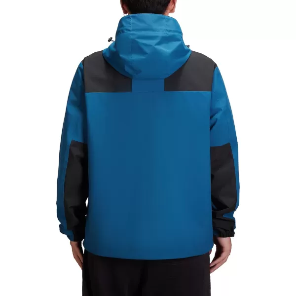 CAMEL CROWN Mens Waterproof Shell Jacket Windbreaker Hooded Rain Coat for Outdoor Hiking Climbing TravelingLake Blue