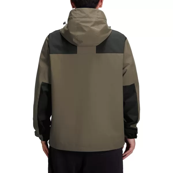 CAMEL CROWN Mens Waterproof Shell Jacket Windbreaker Hooded Rain Coat for Outdoor Hiking Climbing TravelingOlive