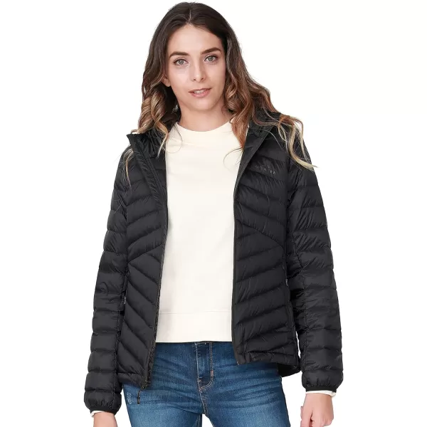 CAMEL CROWN Womens Lightweight Hooded Down Jacket Packable Puffer Insulated CoatsBlack