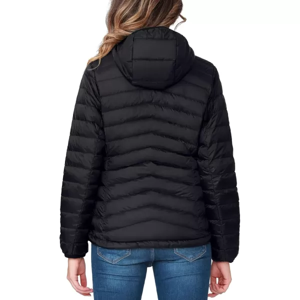 CAMEL CROWN Womens Lightweight Hooded Down Jacket Packable Puffer Insulated CoatsBlack