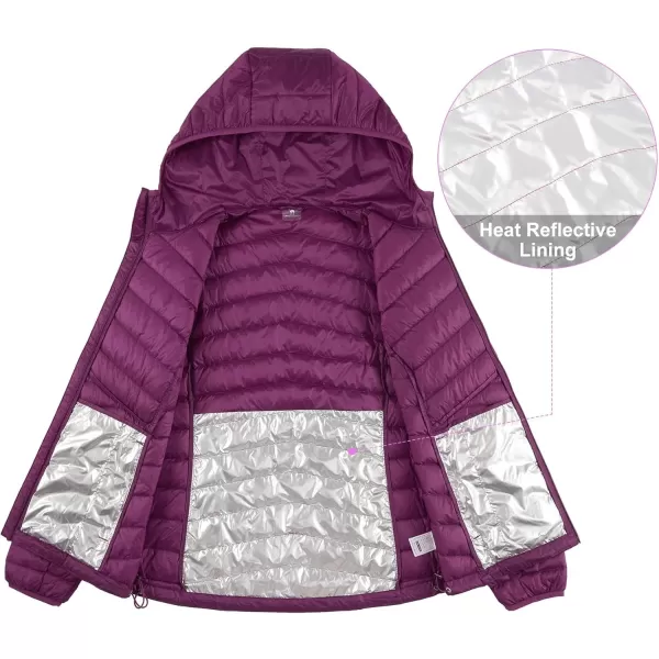 CAMEL CROWN Womens Lightweight Hooded Down Jacket Packable Puffer Insulated CoatsPurple