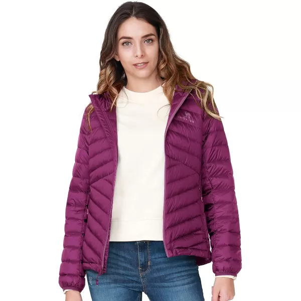 CAMEL CROWN Womens Lightweight Hooded Down Jacket Packable Puffer Insulated CoatsPurple