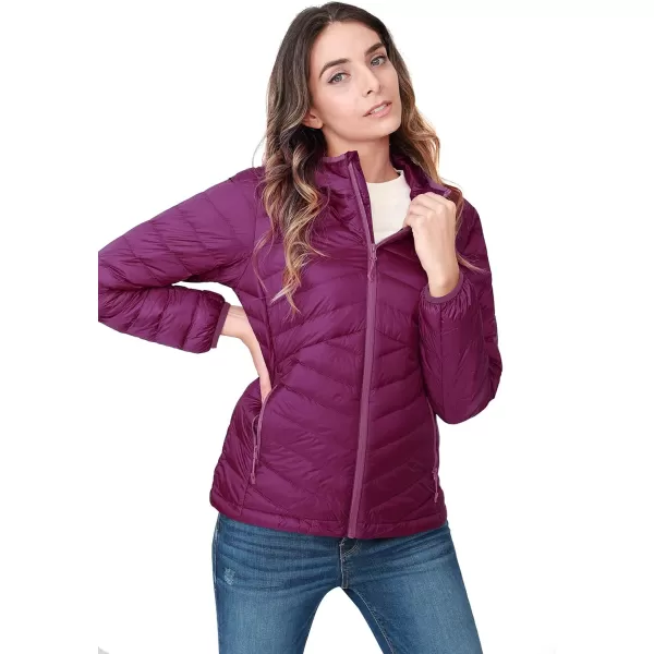 CAMEL CROWN Womens Lightweight Hooded Down Jacket Packable Puffer Insulated CoatsPurple