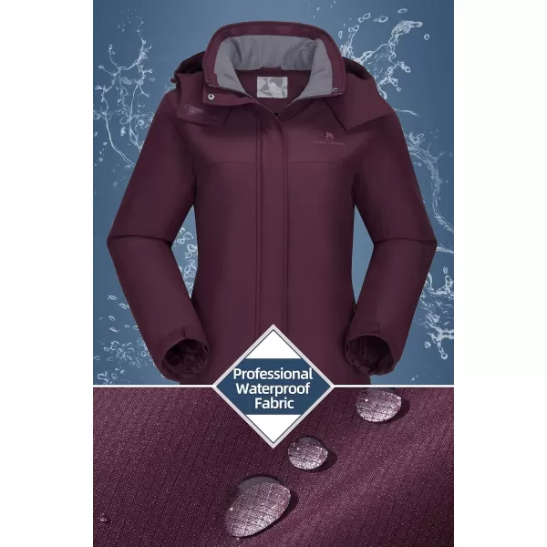 CAMEL CROWN Womens Ski Jacket Thicken Winter Snow Coat Warm Fleece Mountain Waterproof Female Jacket Hooded WindbreakerDark Purple