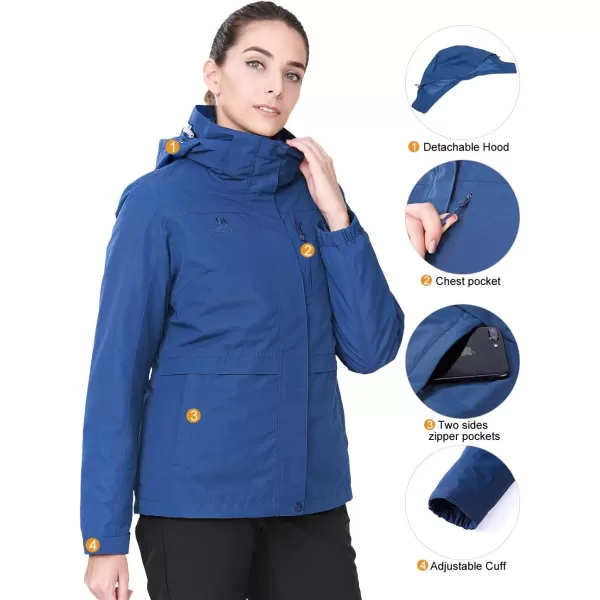 CAMEL CROWN Womens Ski Jacket Waterproof Warm Winter Snow Coat Hooded Mountain Outdoor Windbreaker Windproof JacketBlue