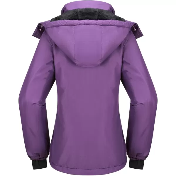 CAMEL CROWN Womens Ski Jacket Waterproof Warm Winter Snow Coat Hooded Mountain Outdoor Windbreaker Windproof JacketPurple New