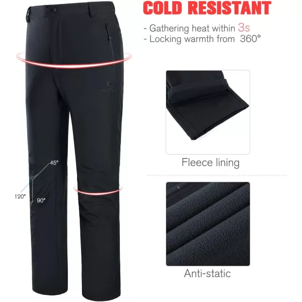 CAMEL CROWN Womens Softshell Pants Fleece Lined Waterproof Windproof Ski Snow Insulated Hiking Hunting TrousersBlack