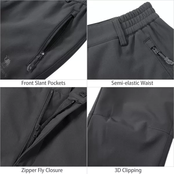 CAMEL CROWN Womens Softshell Pants Fleece Lined Waterproof Windproof Ski Snow Insulated Hiking Hunting TrousersDark Grey