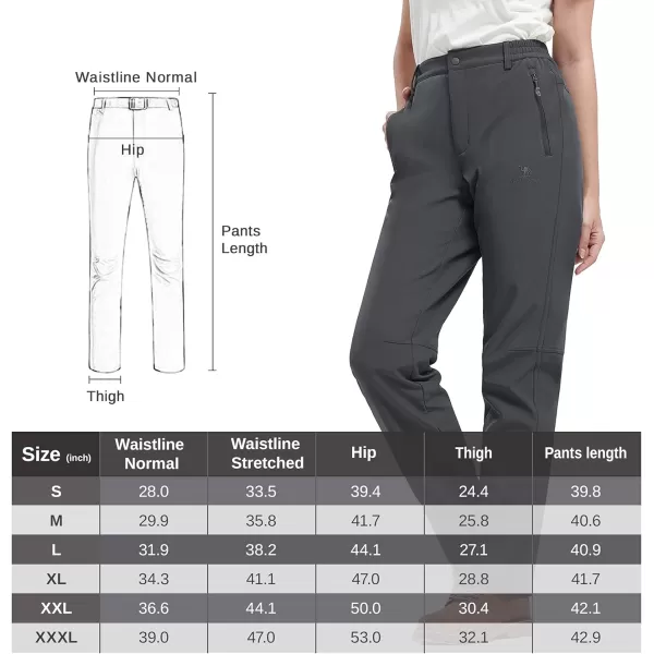 CAMEL CROWN Womens Softshell Pants Fleece Lined Waterproof Windproof Ski Snow Insulated Hiking Hunting TrousersDark Grey