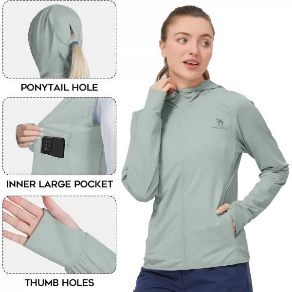 CAMEL CROWN Womens UPF 50 Sun Protection Hoodie Cycling Jacket Cooling Shirt Full ZipGrey