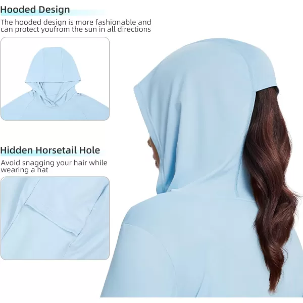 CAMEL CROWN Womens UPF 50 Sun Shirt with Hoodie Long Sleeve UV Protection Lightweight Quick Dry Hiking Tops Fishing OutdoorBlue