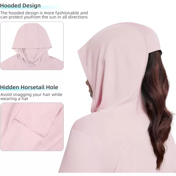 CAMEL CROWN Womens UPF 50 Sun Shirt with Hoodie Long Sleeve UV Protection Lightweight Quick Dry Hiking Tops Fishing OutdoorPink