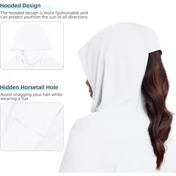 CAMEL CROWN Womens UPF 50 Sun Shirt with Hoodie Long Sleeve UV Protection Lightweight Quick Dry Hiking Tops Fishing OutdoorWhite